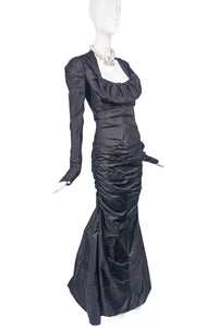 Vivienne Westwood Black Dark Gray Ruched Fishtail Gown