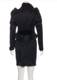 Vivienne Westwood Black Tailored Waist Velvet Lapel Lace Detail Jacket & Skirt Suit from the Iconic 1994 Cafe Society Runway Collection