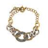 Saint Laurent YSL Gold Multicolor Textured Crystal Chain Link Necklace